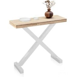 duehome Mueble de recibidor consola 90x30 cm madera roble salvaje - blanco