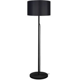 Tosel Lámpara de pie columna madera negro pantalla negro