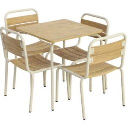 sweeek Mesa de jardín infantill de acero y decoración de madera con 4