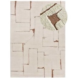 Atticgo Alfombra con relieve escandinava blanco/crema/caldera 200x290 cm