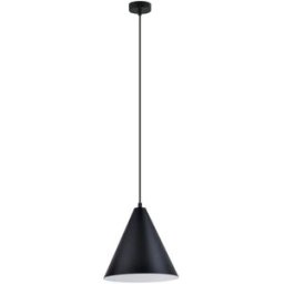 Wonderlamp Lámpara colgante con pantalla de metal negro e interior blanco