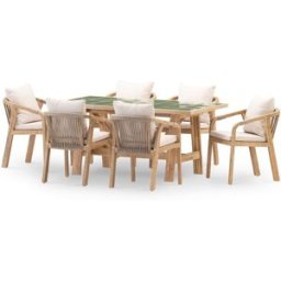Defora Home Set comedor jardin 6 pl mesa ceramica verde 168x87