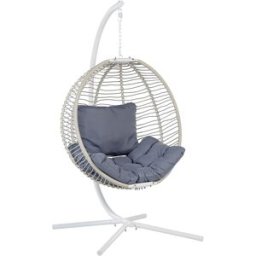 Beliani Sillón colgante con soporte metal blanco