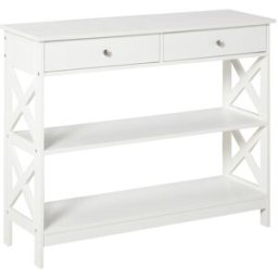 Homcom Mesa consola 100x30.5x80 cm blanco