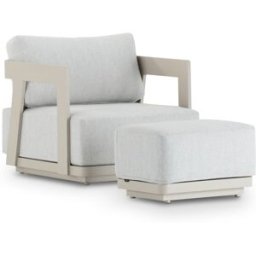Defora Home Set de sillón de jardín con reposapiés aluminio beige