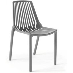 Oviala Silla de jardín de plástico gris con diseño perforado