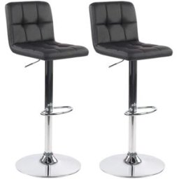 Box & beyond Juego de 2 taburetes de bar de polipiel negra, 45 x 51 x 88 cm