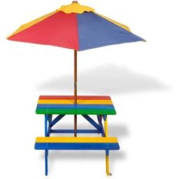 Maison Chic Mesa de picnic y bancos de niños madera multicolor 75x85 cm
