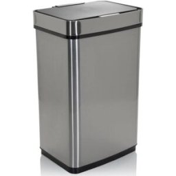 hjh OFFICE Cubo de basura automático de acero inoxidable de 60 l plateado