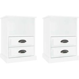 Maison Chic Juego de 2 mesitas de noche madera blanco 43x36x60 cm