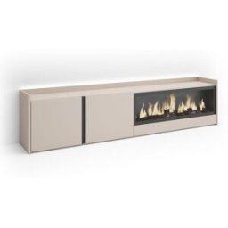 Skraut home Mueble tv efecto madera beige 212x35x50cm chimenea efecto fuego