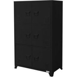 ML-Design Archivador de oficina negro con 3 compartimentos 75x40x120,5 cm