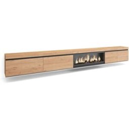 Skraut home Mueble tv efecto madera roble 368x35x45cm chimenea efecto fuego