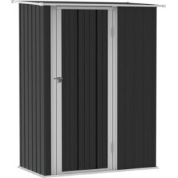 OKWISH Caseta de jardín gris oscuro de acero con puerta 142x84x189 cm