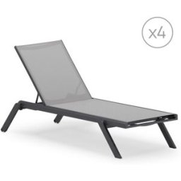 Defora Home Pack de 4 tumbonas jardin en aluminio antracita