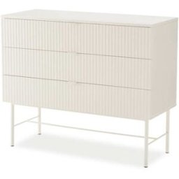 Koketto Home Cómoda de 3 cajones color blanco diseño acanalado