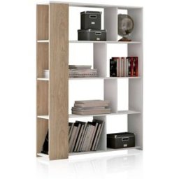 duehome Estantería de diseño modular 174 cm melamina blanco - roble