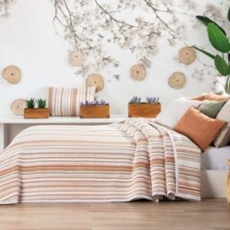 Manterol Colcha cubrecama jacquard reversible rayas caldera - cama 90cm