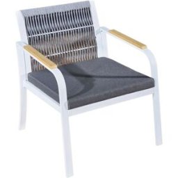 Petits meubles Sillón de jardín polyrotin, acero, poliéster blanco gris