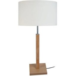 Tosel Lámpara de mesa madera natural pantalla crudo