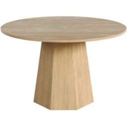 MODFU Mesa de comedor redonda diseño nórdico 120 cm, color roble