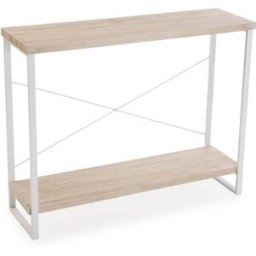 Versa Home Consola de entrada en aglomerado efecto madera y metal blanco