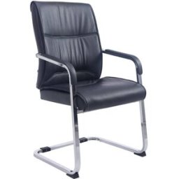CLP Silla basculante con patas de metal y asiento en Simil cuero Negro