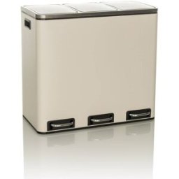 hjh OFFICE Cubo de basura de acero de 54 litros beige
