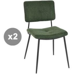 Meubles Cosy Conjunto de 2 sillas industriales tela verde estructura metálica