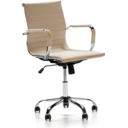 HOMN Sillón de oficina reclinable taupe, piel sintética, altura ajustable