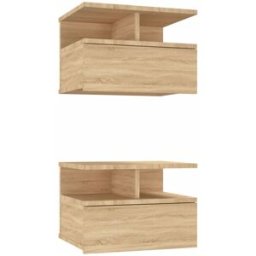 Maison Chic Juego de 2 mesita de noche flotante madera marrón 40x31x27 cm