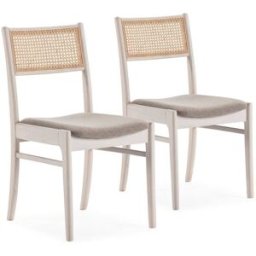 HOMN Pack 2 sillas color blanco wash, ratán natural