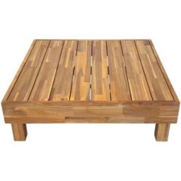 NIYLO Mesa de centro de acacia marrón 85x85x35 cm