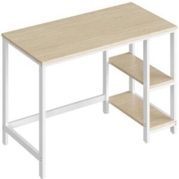 VASAGLE Escritorio de 100 x 50 x 76 cm de color beige y blanco