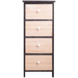 Mobili Rebecca Cajonera vintage con 4 cajones de madera blanca y gris
