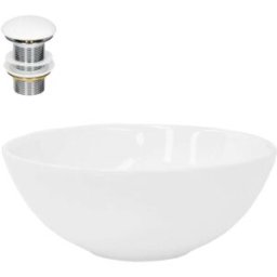 ML-Design Lavabo blanco de cerámica con juego de desagüe sin reborsadero