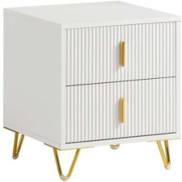 SoBuy Mesita de noche mesa auxiliar con 2 cajones blanco 40x40x47 cm