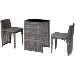 Tectake Conjunto de ratán y aluminio, gris