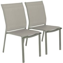 sweeek Silla de jardín apilable de aluminio y textilene, set de 2, verde kaki