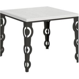 Itamoby Mesa tipo libro 90x90/180 cm efecto madera fresno blanco, hierro