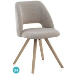 GEESE HOME Pack de 4 sillas tapizadas nido de abeja en beig