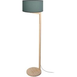 Tosel Lámpara de pie articulado madera natural pantalla verde petróleo
