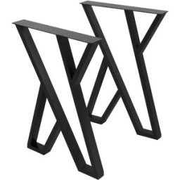 ML-Design 2x patas de mesa industrial 50 x al 71cm acero negro diseño en forma x