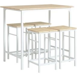 SoBuy Juego de mesa y 4 taburetes mdf blanco