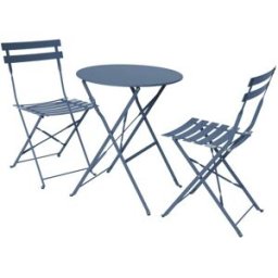 sweeek Set de mesa y sillas de jardín bistro gris azul redondo plegable