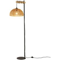 Alpinaluz Lámpara de pie de madera con pantalla de cuerda beige, E27 Alt.158 cm