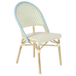 Oviala Silla de jardín de ratán azul y aluminio