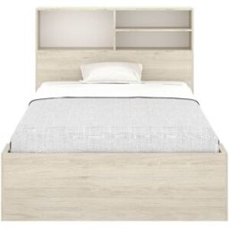 Unique Base de cama madera color natural claro, blanco