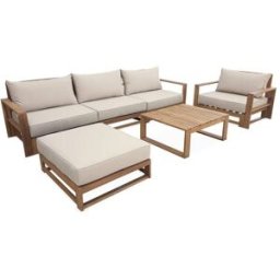 sweeek Conjunto de jardín cojín beige sofá, sillones y mesa