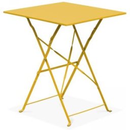Oviala Mesa de jardín plegable tipo bistró de metal amarillo